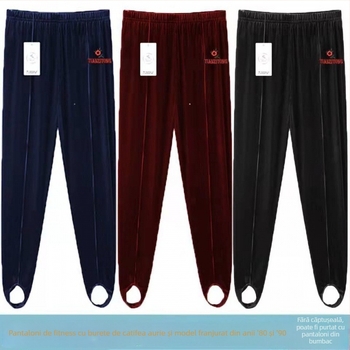 Colanți cu căptușeală fleece, talie înaltă, microelastic, amestec velur-viscoză