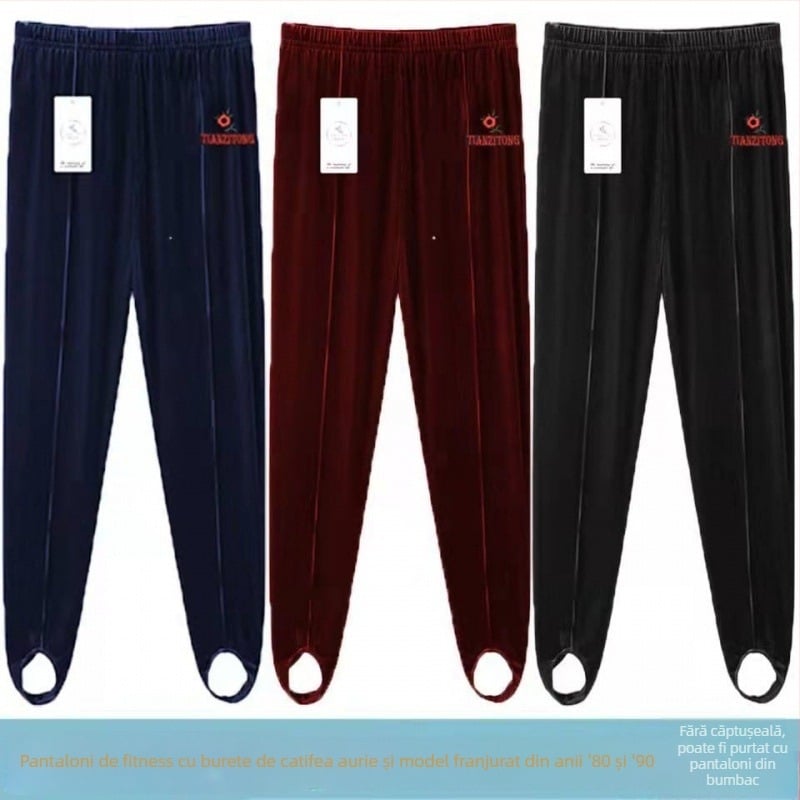 Colanți cu căptușeală fleece, talie înaltă, microelastic, amestec velur-viscoză