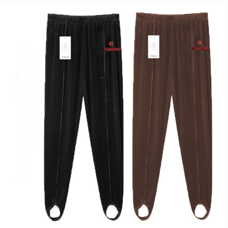 Colanți cu căptușeală fleece, talie înaltă, microelastic, amestec velur-viscoză