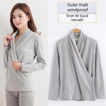 Top de alăptare pentru maternitate – mâneci lungi, amestec bumbac-spandex, deschidere frontală pentru alăptare, toamnă 2025, stil lejer japonez-coreean, patru sezoane