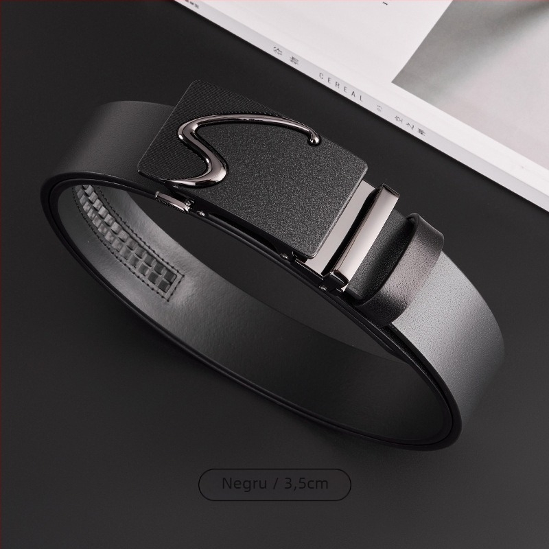 Curea GELING din piele naturală, din piele de vițel prim-strat, cataramă automată, piele tratată vegetal, design cu un singur strat