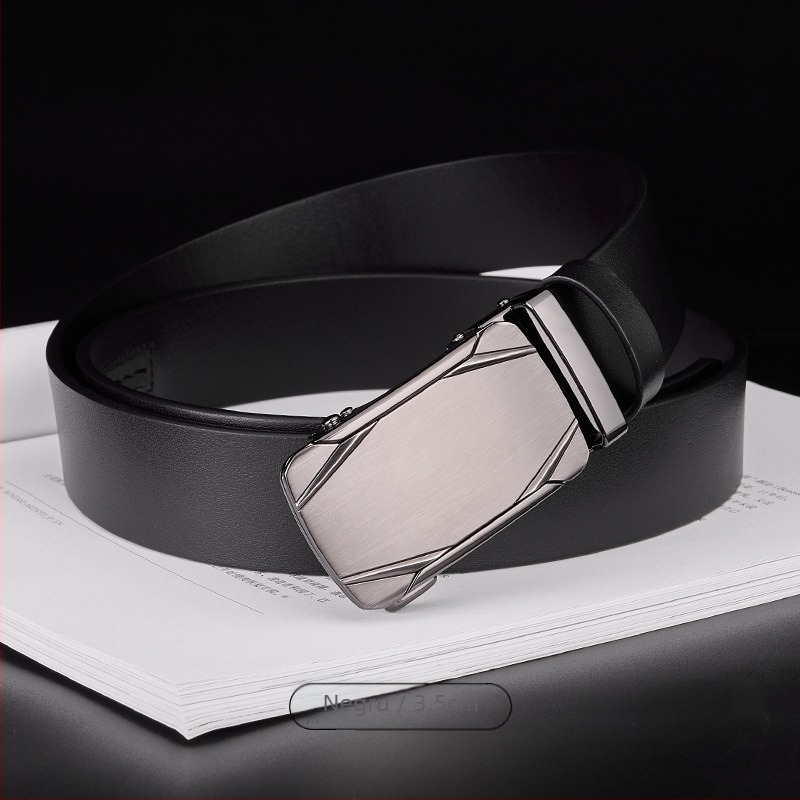 Curea GELING din piele naturală, din piele de vițel prim-strat, cataramă automată, piele tratată vegetal, design cu un singur strat