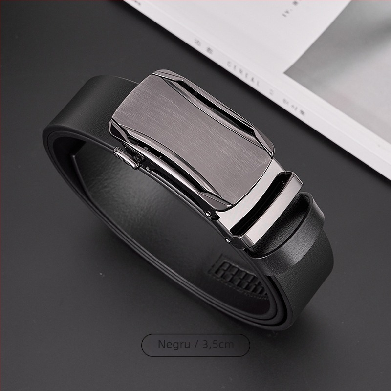 Curea GELING din piele naturală, din piele de vițel prim-strat, cataramă automată, piele tratată vegetal, design cu un singur strat