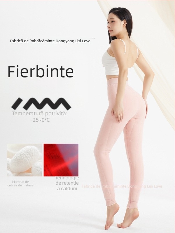 Pantaloni All-in-one cu țesătură Derong; poliester + mătase de dud; elasticitate ridicată; extrem de groși