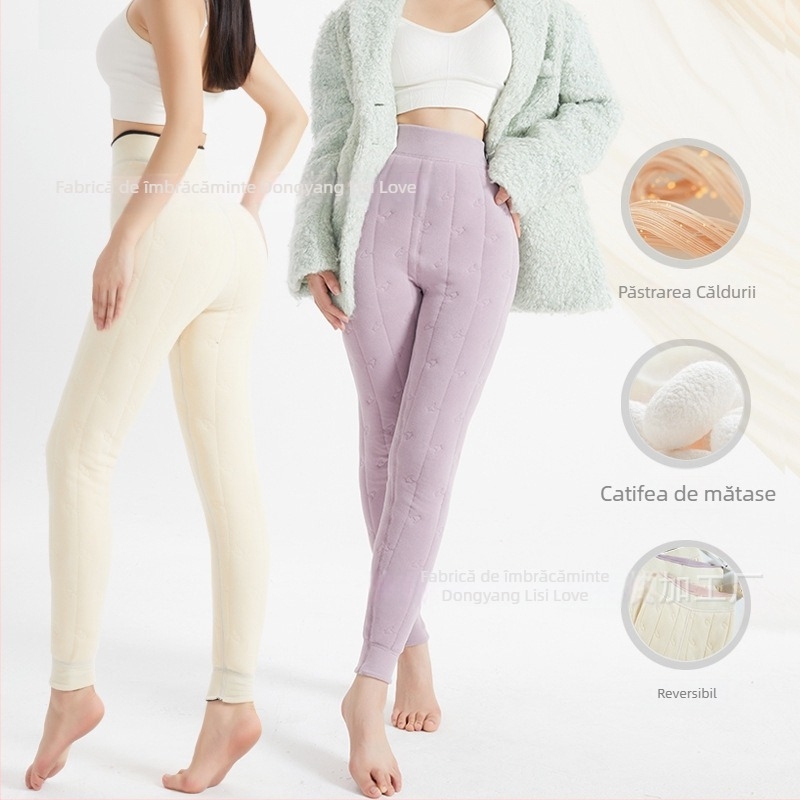 Pantaloni All-in-one cu țesătură Derong; poliester + mătase de dud; elasticitate ridicată; extrem de groși