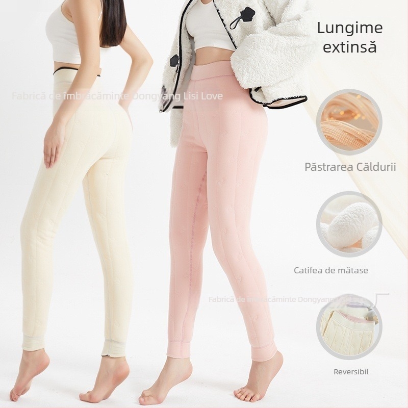 Pantaloni All-in-one cu țesătură Derong; poliester + mătase de dud; elasticitate ridicată; extrem de groși