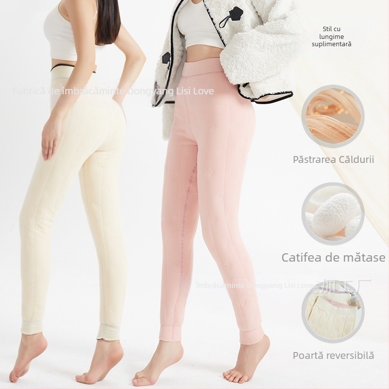 Pantaloni All-in-one cu țesătură Derong; poliester + mătase de dud; elasticitate ridicată; extrem de groși