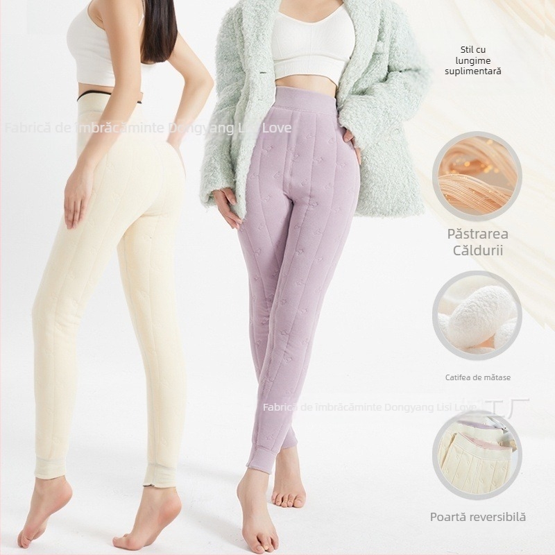 Pantaloni All-in-one cu țesătură Derong; poliester + mătase de dud; elasticitate ridicată; extrem de groși