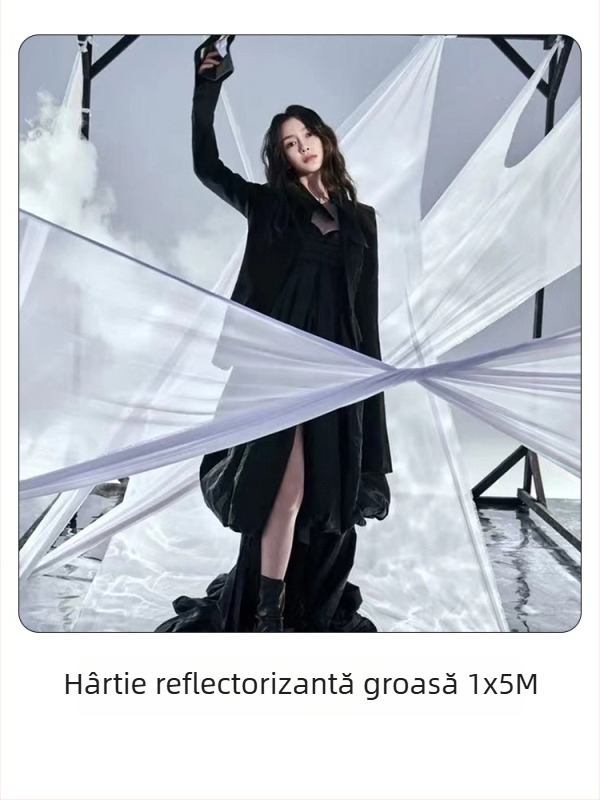 Recuzita pentru studio: hârtie oglindă reflectantă cu textură valuri de apă pentru portrete, efect laser