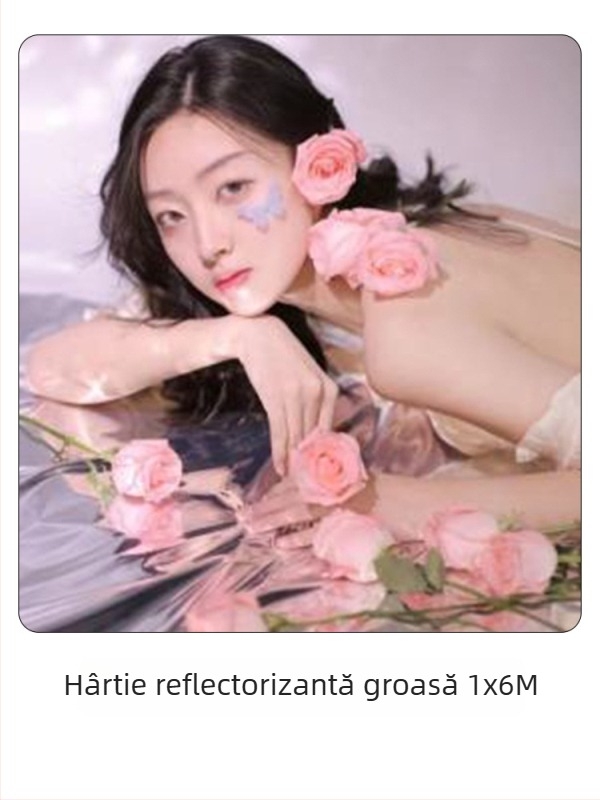 Recuzita pentru studio: hârtie oglindă reflectantă cu textură valuri de apă pentru portrete, efect laser