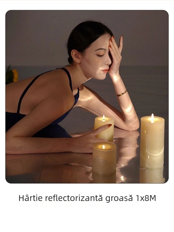 Recuzita pentru studio: hârtie oglindă reflectantă cu textură valuri de apă pentru portrete, efect laser