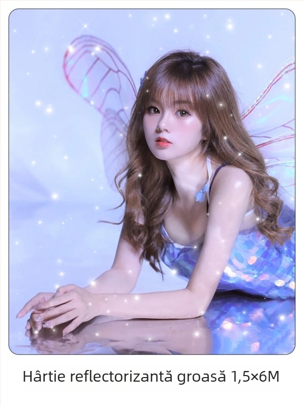 Recuzita pentru studio: hârtie oglindă reflectantă cu textură valuri de apă pentru portrete, efect laser