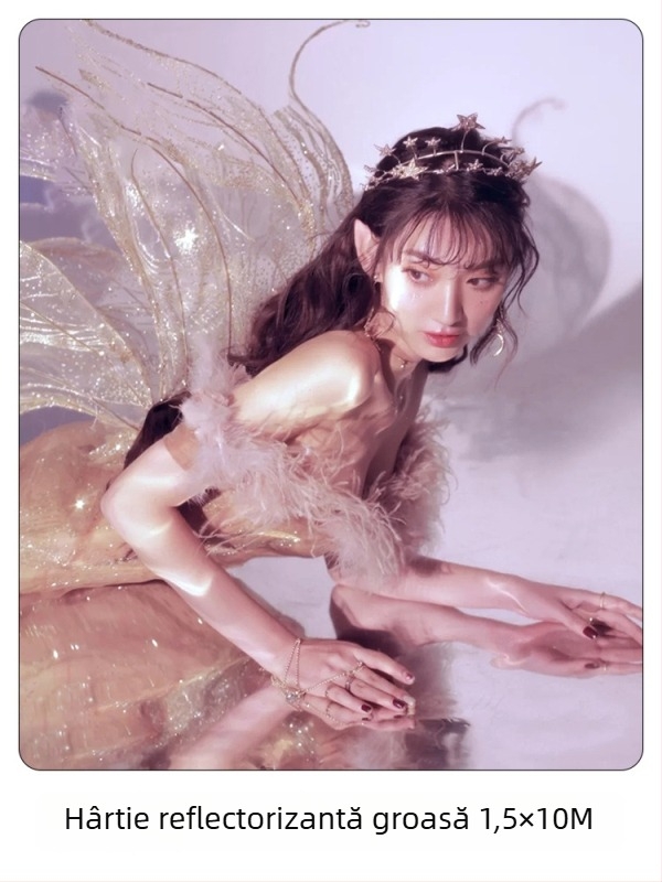 Recuzita pentru studio: hârtie oglindă reflectantă cu textură valuri de apă pentru portrete, efect laser