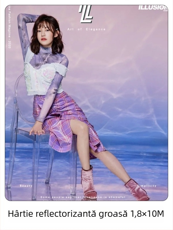 Recuzita pentru studio: hârtie oglindă reflectantă cu textură valuri de apă pentru portrete, efect laser