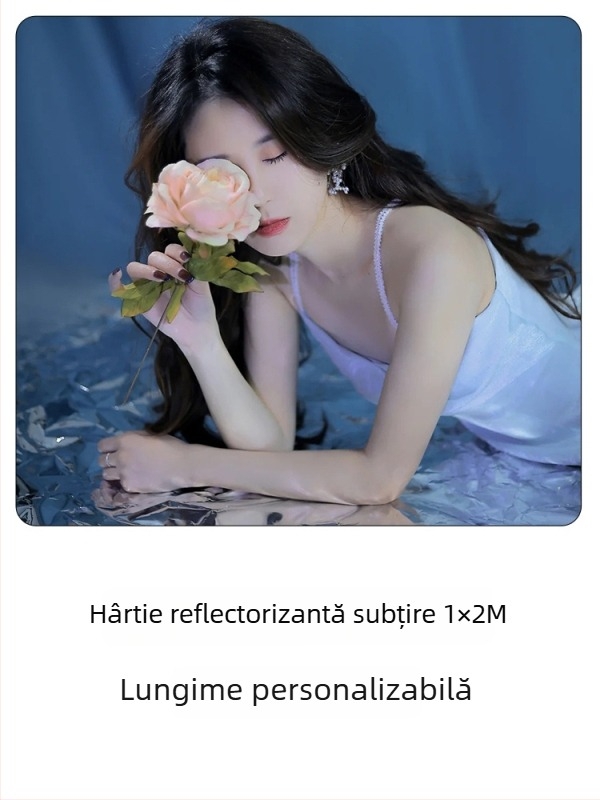 Recuzita pentru studio: hârtie oglindă reflectantă cu textură valuri de apă pentru portrete, efect laser