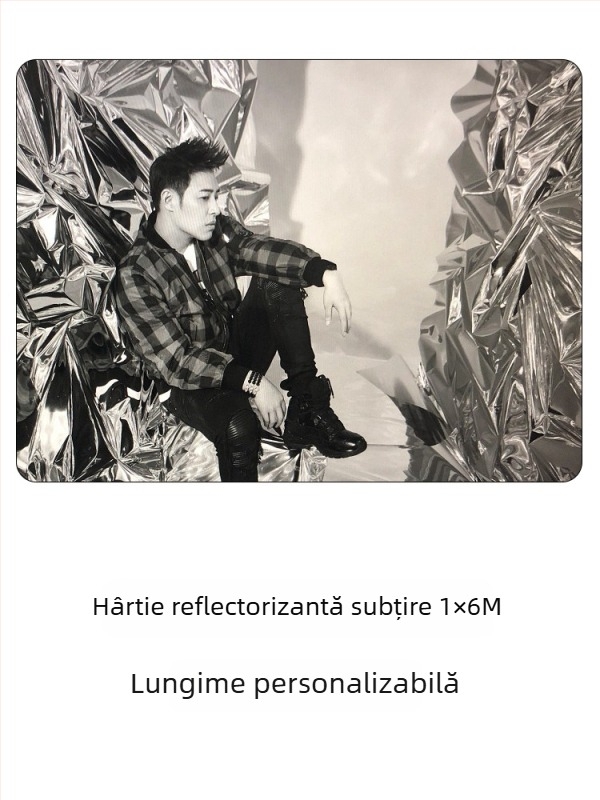 Recuzita pentru studio: hârtie oglindă reflectantă cu textură valuri de apă pentru portrete, efect laser