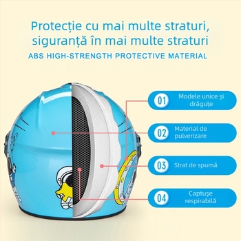 Cască pentru copii unisex, tip half-helmet, pentru biciclete electrice, toate anotimpurile, ABS material