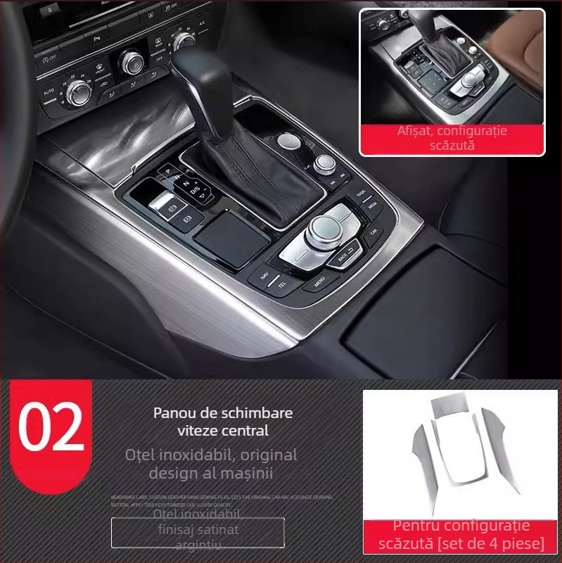 Zhan ke oțel inoxidabil – Cadru panoului central de comandă și decorul interior al ușii pentru Audi A6L/A7 (12-18) – rezistent la zgârieturi și uzură