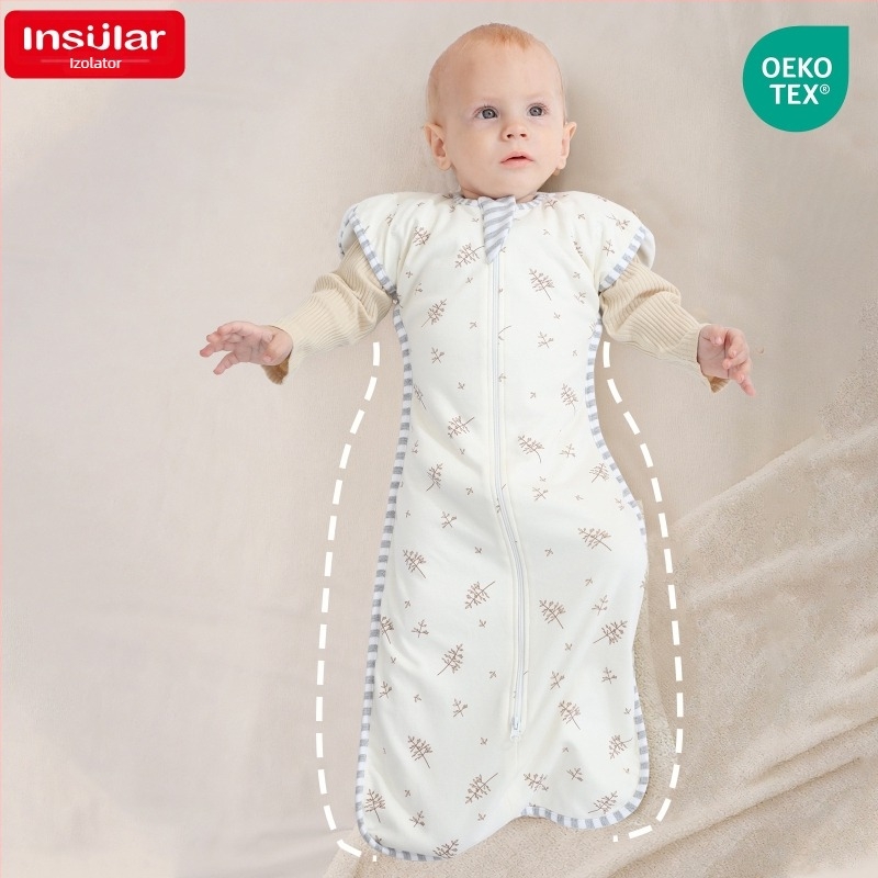 Sac de dormit pentru bebeluși din bumbac, cocon de înfășare cu mâneci detașabile, căptușit, 75 cm, pentru nou-născuți, toate anotimpurile