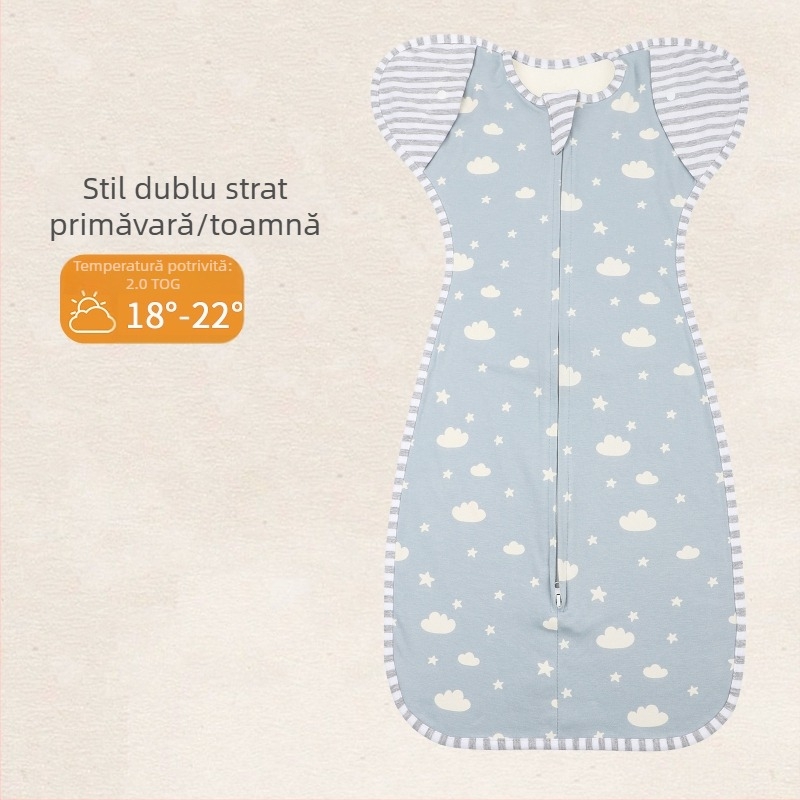 Sac de dormit pentru bebeluși din bumbac, cocon de înfășare cu mâneci detașabile, căptușit, 75 cm, pentru nou-născuți, toate anotimpurile