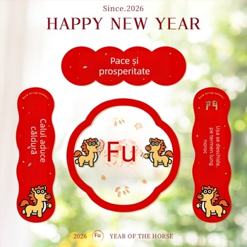 Spring Couplet PVC Sticker pentru ușă, cu cuvinte de binecuvântare, imprimare, XiGe, model JDT-DL