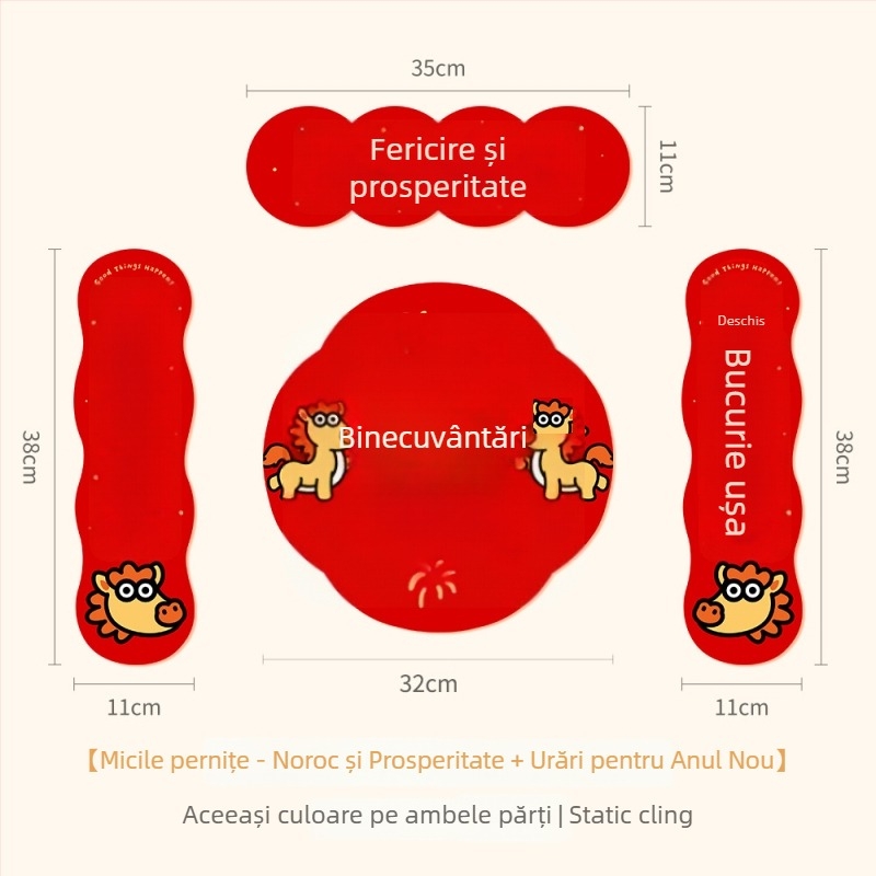 Spring Couplet PVC Sticker pentru ușă, cu cuvinte de binecuvântare, imprimare, XiGe, model JDT-DL