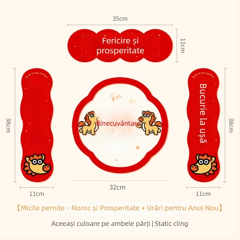 Spring Couplet PVC Sticker pentru ușă, cu cuvinte de binecuvântare, imprimare, XiGe, model JDT-DL