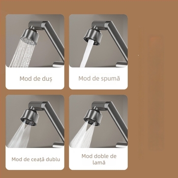 Robinet mixt din oțel inoxidabil pentru lavoar, control temperatură (1-100°C), apă caldă și rece, instalare pe blat, model ZC1099, miez de cupru al ventilului, intrare/ieșire 20 mm