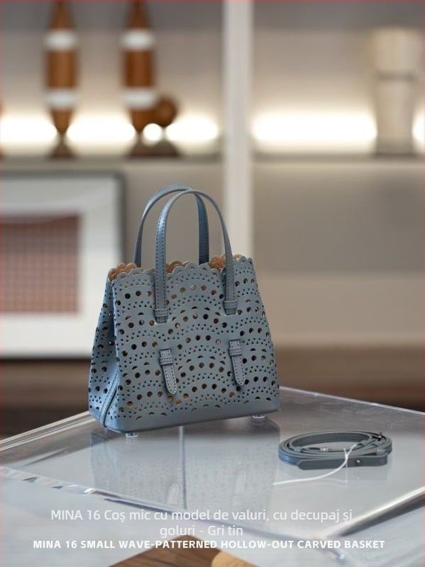 Geantă basket din piele naturală, plasă ondulată și imprimeu floral gravat, stil urban minimalist, crossbody cu curea unică, formă dreptunghiulară, buzunar pentru telefon și buzunar cu fermoar, căptușeală poliester