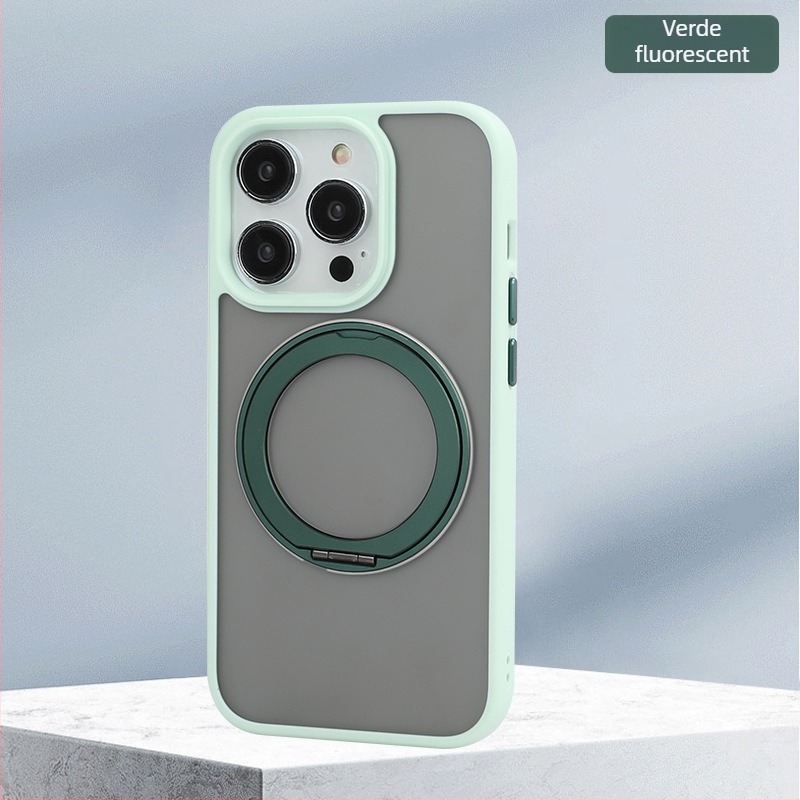 Husă pentru iPhone cu suport rotativ 360°, silicon transparent, CNC, antișoc cu atașare magnetică, compatibilă cu seria iPhone 12/13/14