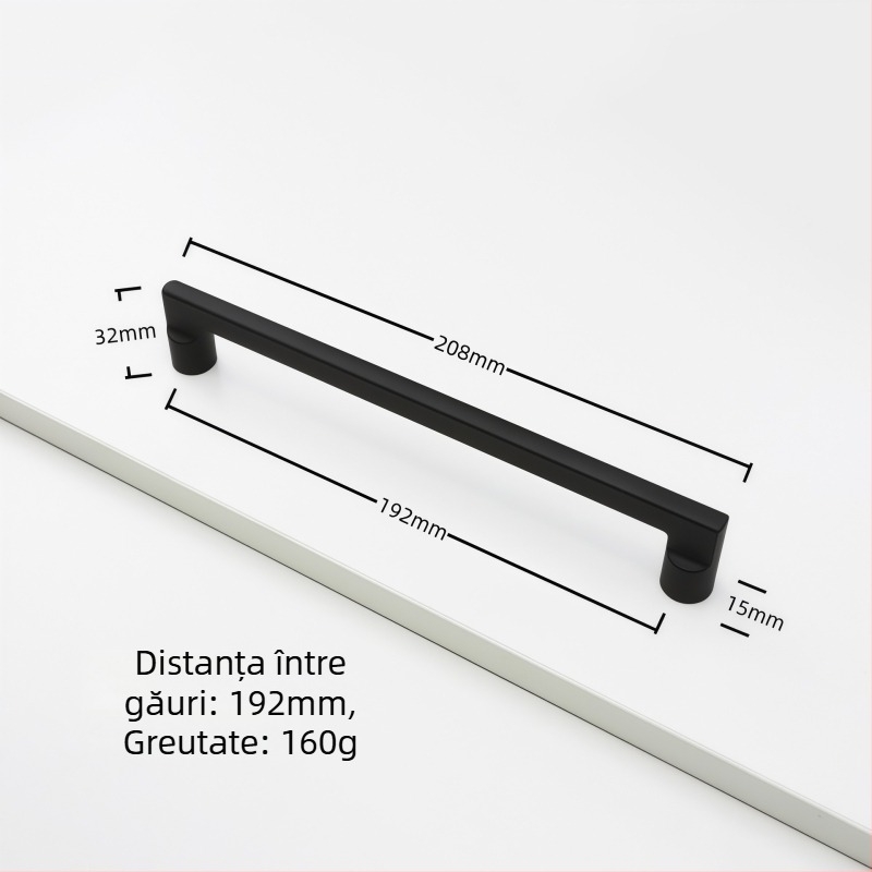 Mâner pentru dulap din aliaj de zinc, formă arcuită, stil modern, montaj pe suprafață, model Rz007