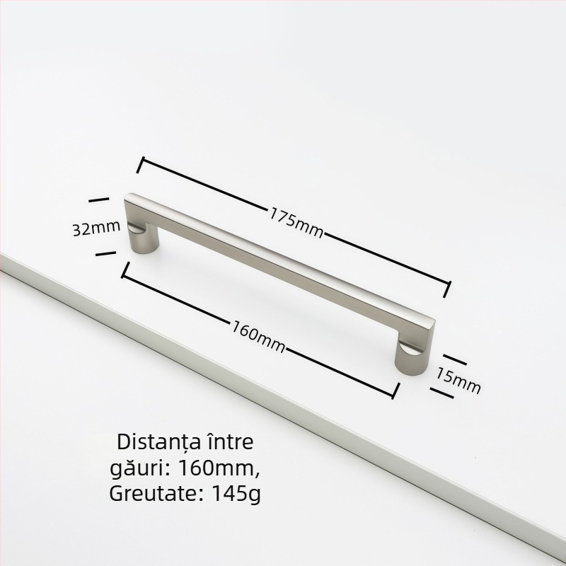 Mâner pentru dulap din aliaj de zinc, formă arcuită, stil modern, montaj pe suprafață, model Rz007