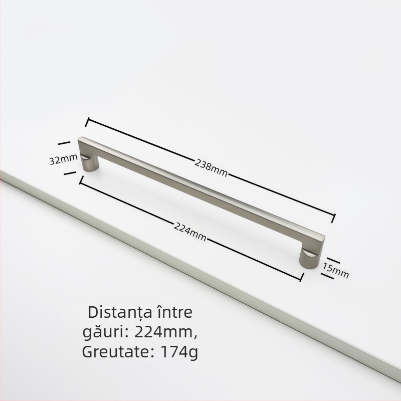 Mâner pentru dulap din aliaj de zinc, formă arcuită, stil modern, montaj pe suprafață, model Rz007