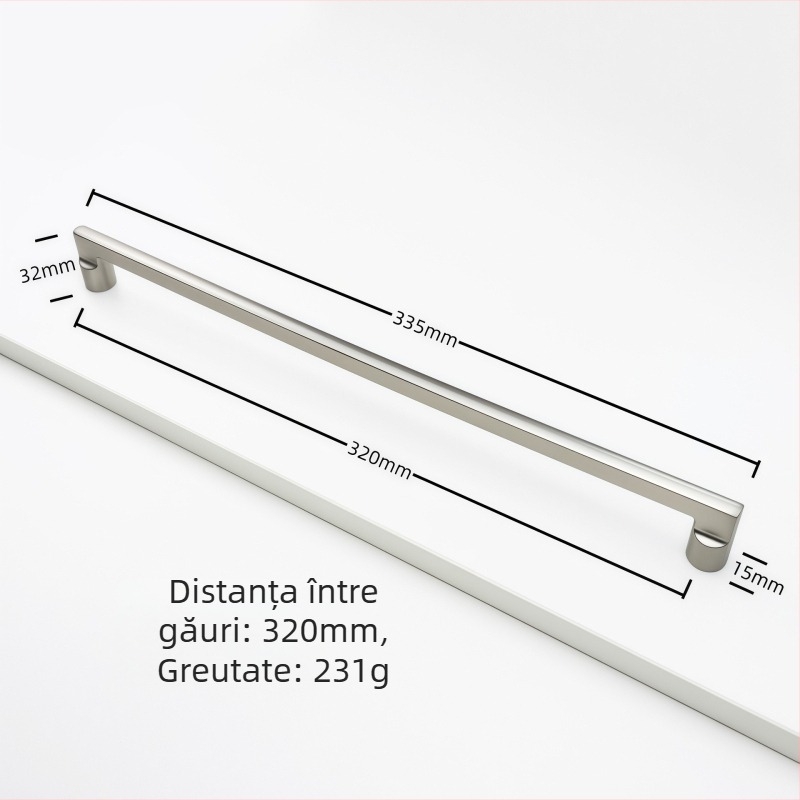 Mâner pentru dulap din aliaj de zinc, formă arcuită, stil modern, montaj pe suprafață, model Rz007