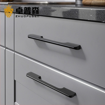 Maner din aliaj de aluminiu pentru ușa de dulap, stil modern minimalist, turnare sub presiune, formă semi-dumpling, montaj pe suprafață