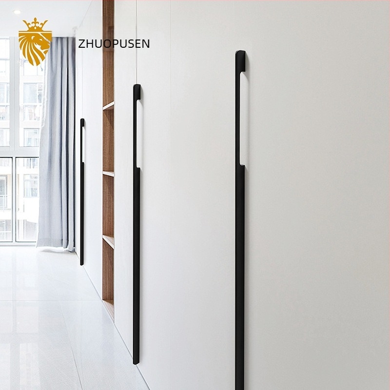 Maner din aliaj de aluminiu pentru ușa de dulap, stil modern minimalist, turnare sub presiune, formă semi-dumpling, montaj pe suprafață