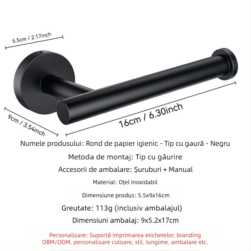 Raft de baie montat pe perete cu suport pentru hârtie igienică și telefon; oțel inoxidabil 304, finisaj polizat, formă dreptunghiulară.