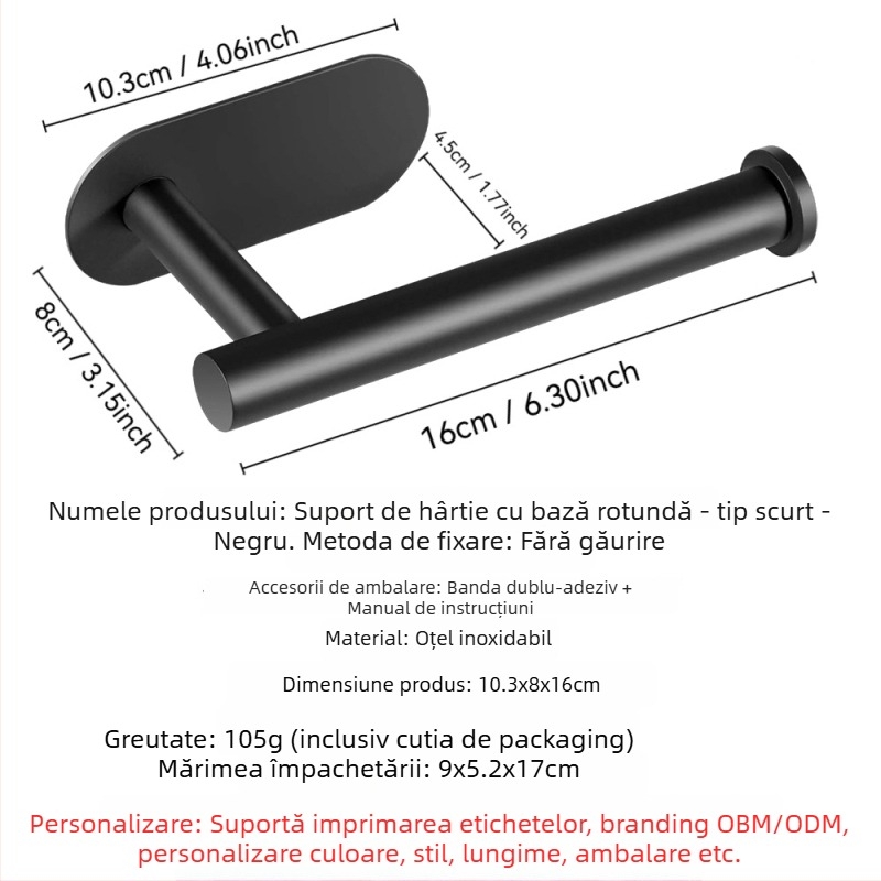 Raft de baie montat pe perete cu suport pentru hârtie igienică și telefon; oțel inoxidabil 304, finisaj polizat, formă dreptunghiulară.