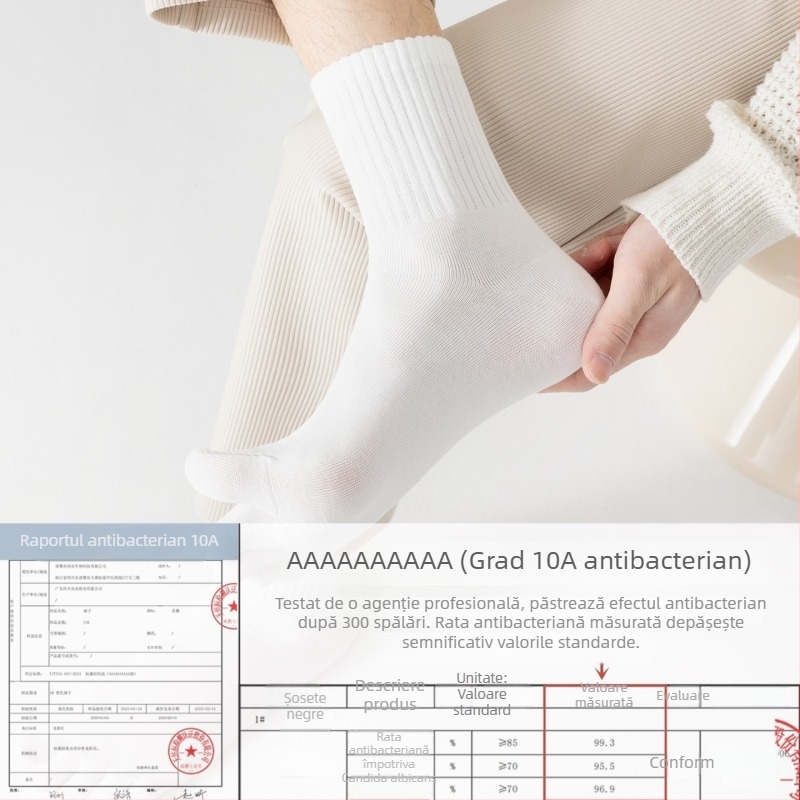Șosete pentru bărbați antibacteriale din bumbac, cu cinci degete separate, lungime medie, absorbante, deodorante, compoziția: 95% bumbac, 3% nailon, 2% spandex