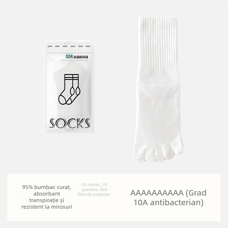 Șosete pentru bărbați antibacteriale din bumbac, cu cinci degete separate, lungime medie, absorbante, deodorante, compoziția: 95% bumbac, 3% nailon, 2% spandex