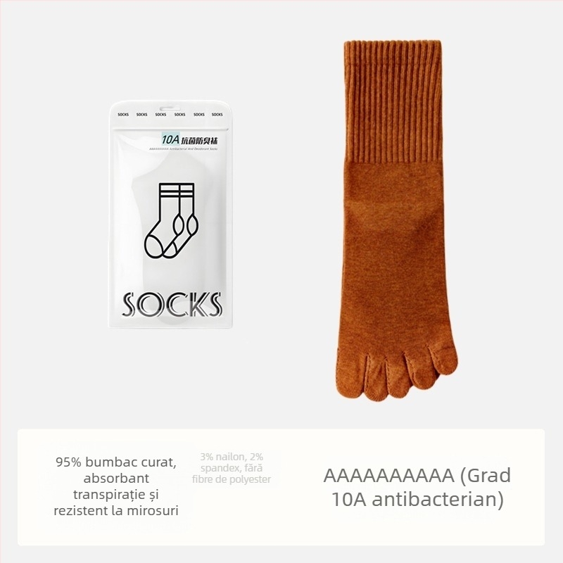Șosete pentru bărbați antibacteriale din bumbac, cu cinci degete separate, lungime medie, absorbante, deodorante, compoziția: 95% bumbac, 3% nailon, 2% spandex