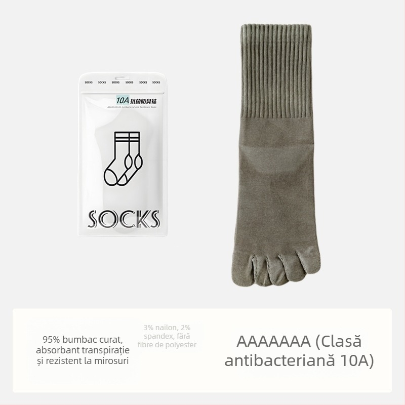 Șosete pentru bărbați antibacteriale din bumbac, cu cinci degete separate, lungime medie, absorbante, deodorante, compoziția: 95% bumbac, 3% nailon, 2% spandex