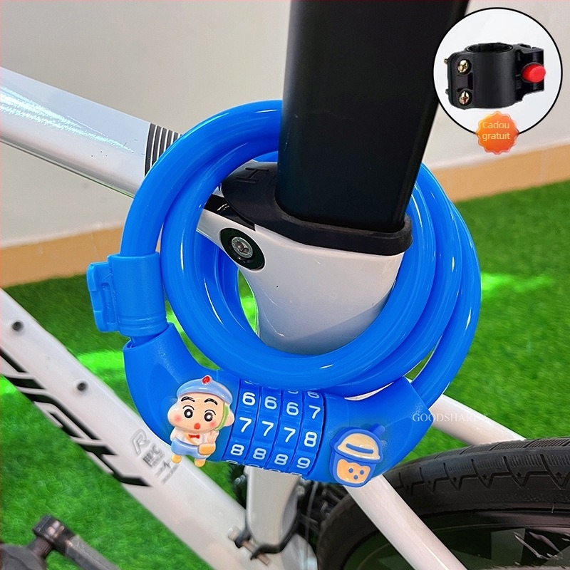 Lacăt pentru bicicletă de munte cu cod – anti-furt, design drăguț cu desene animate, model 2025, lacăt cablu/lanț din oțel (Cod produs: Tsm+8)