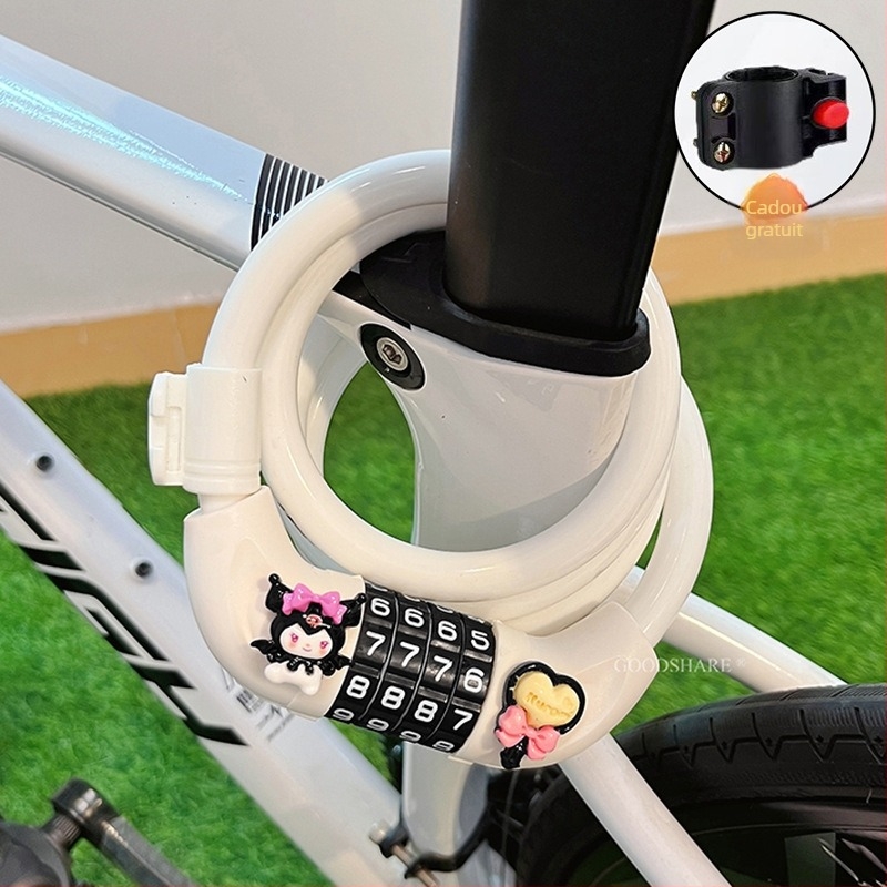 Lacăt pentru bicicletă de munte cu cod – anti-furt, design drăguț cu desene animate, model 2025, lacăt cablu/lanț din oțel (Cod produs: Tsm+8)