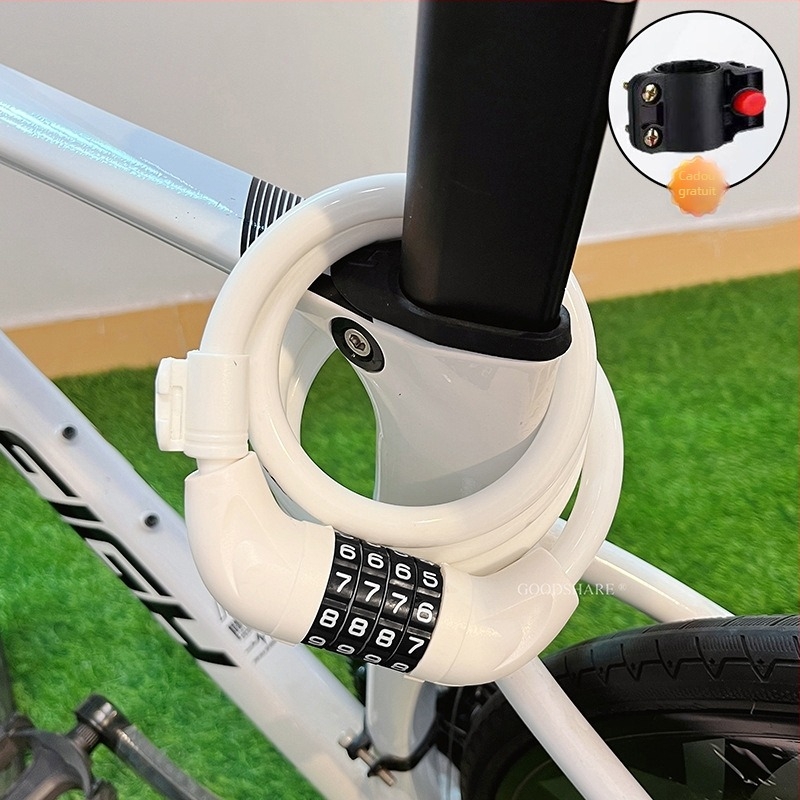 Lacăt pentru bicicletă de munte cu cod – anti-furt, design drăguț cu desene animate, model 2025, lacăt cablu/lanț din oțel (Cod produs: Tsm+8)