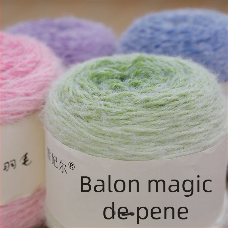 Fire Magic Ball cu pene — gradient pentru croșetat DIY, 7s Worsted, fir simplu, Group-Line