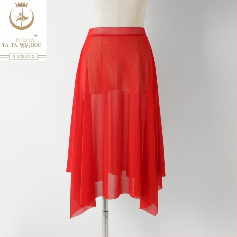 Fustă de balet pentru femei – talie elastică, nylon >95%, fustă semi-lungă din tul plasat, pentru antrenament de balet, fără călcare, Primăvara 2025