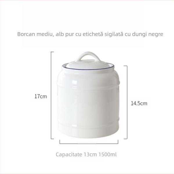 Recipient ceramic pentru depozitarea hranei de pisici și câini | Capac etanș | Dedicat utilizărilor multiple: fructe uscate, bomboane și ceai