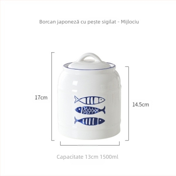 Recipient ceramic pentru depozitarea hranei de pisici și câini | Capac etanș | Dedicat utilizărilor multiple: fructe uscate, bomboane și ceai