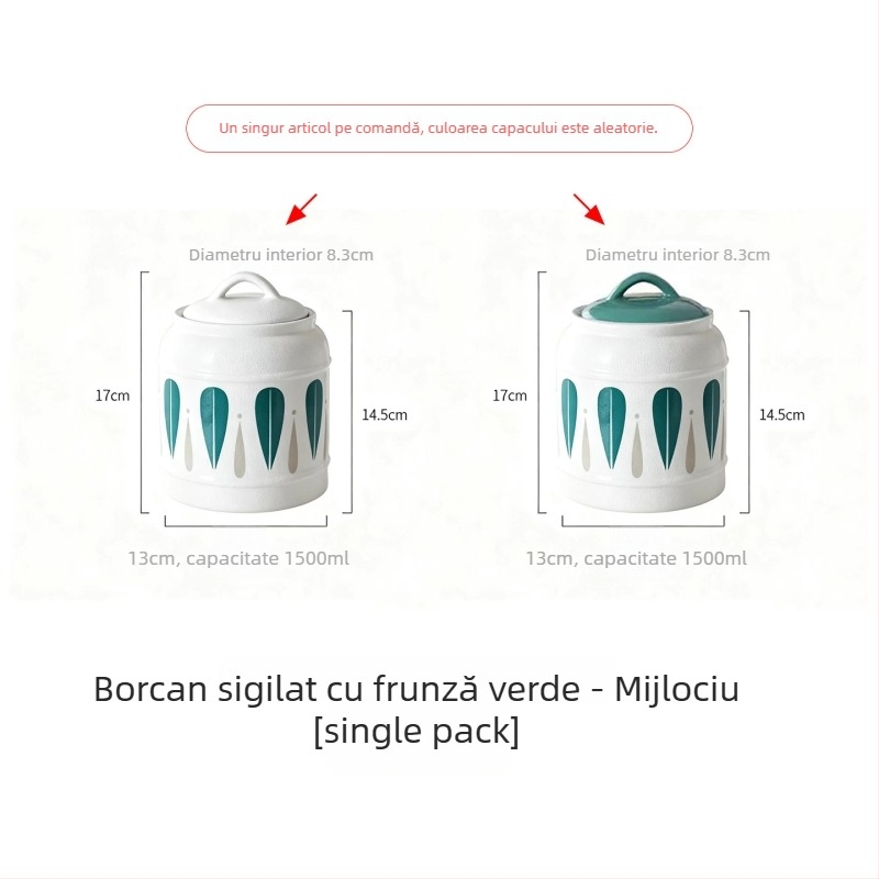 Recipient ceramic pentru depozitarea hranei de pisici și câini | Capac etanș | Dedicat utilizărilor multiple: fructe uscate, bomboane și ceai